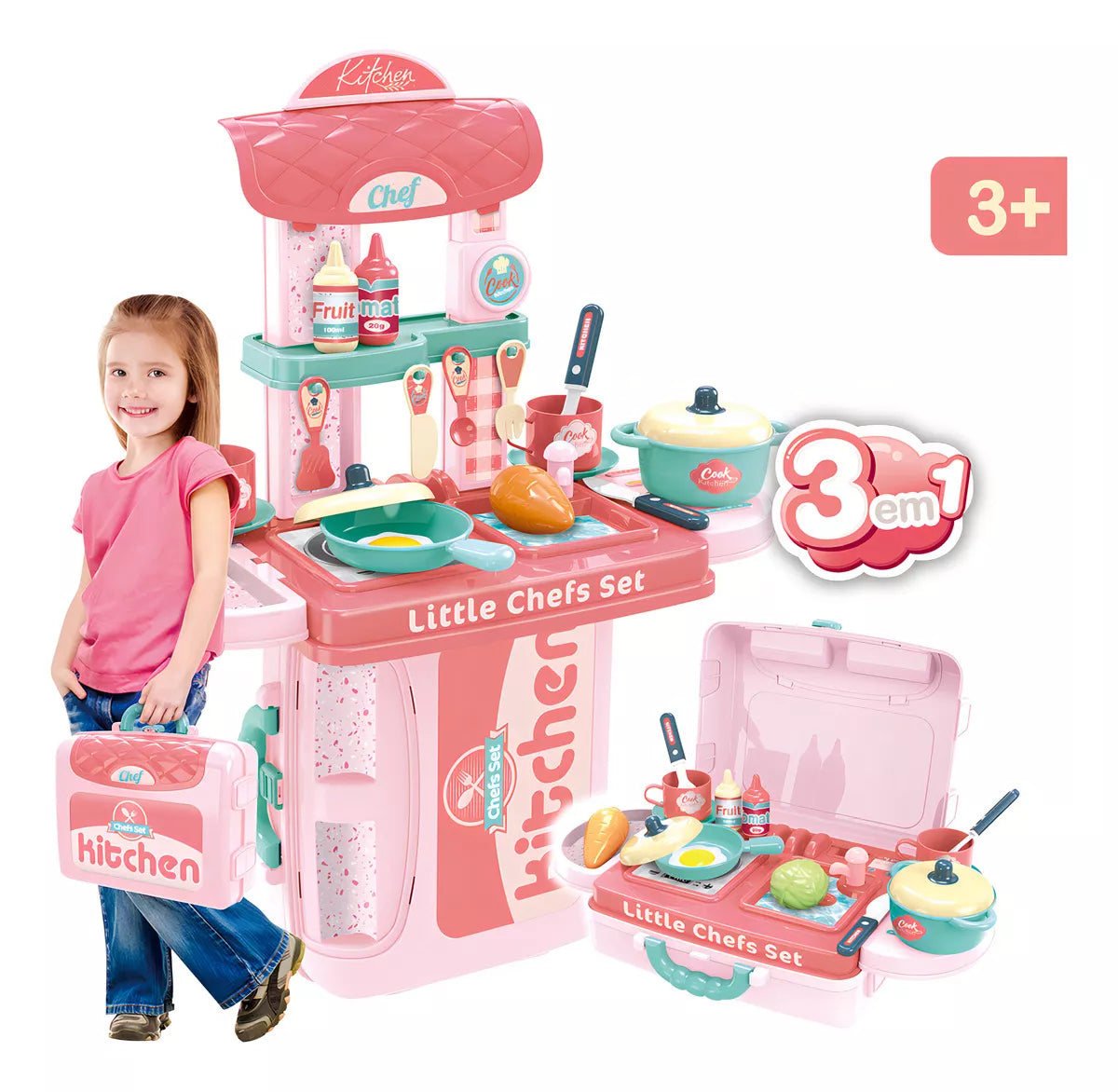 Cocina Maletin Infantil Niñas Ollas Jugu