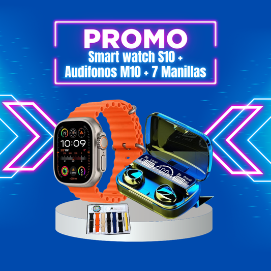 COMBO SMART WATCH S10+AUIFONOS M10 + 7 CORREAS RELOJ IINCLUIDAS